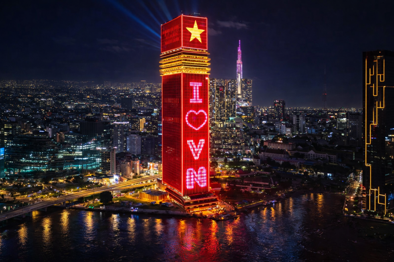 Choáng ngợp với hệ thống đèn LED mặt dựng của Saigon Marina IFC 5 điều “WOW” bạn chưa biết?