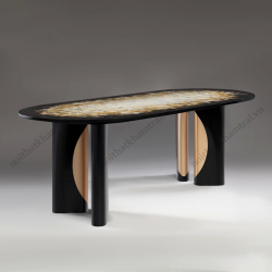 Dining table decorated with horns  Lar Corne DOr Lacque