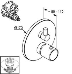Mặt nạ điều khiển nhiệt độ 388300545 và chuyển hướng sen âm tường KLUDI ZENTA SL