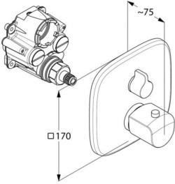 Mặt nạ điều khiển nhiệt độ 418300575 và chuyển hướng sen âm tường KLUDI AMEO